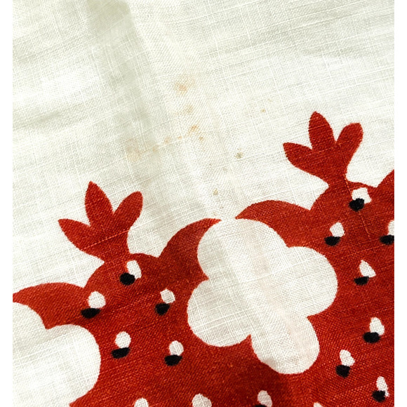 Tammis Keefe Handkerchief Vintage Red White Dots Floral Plants Retro Square READ - Picture 6 of 8
